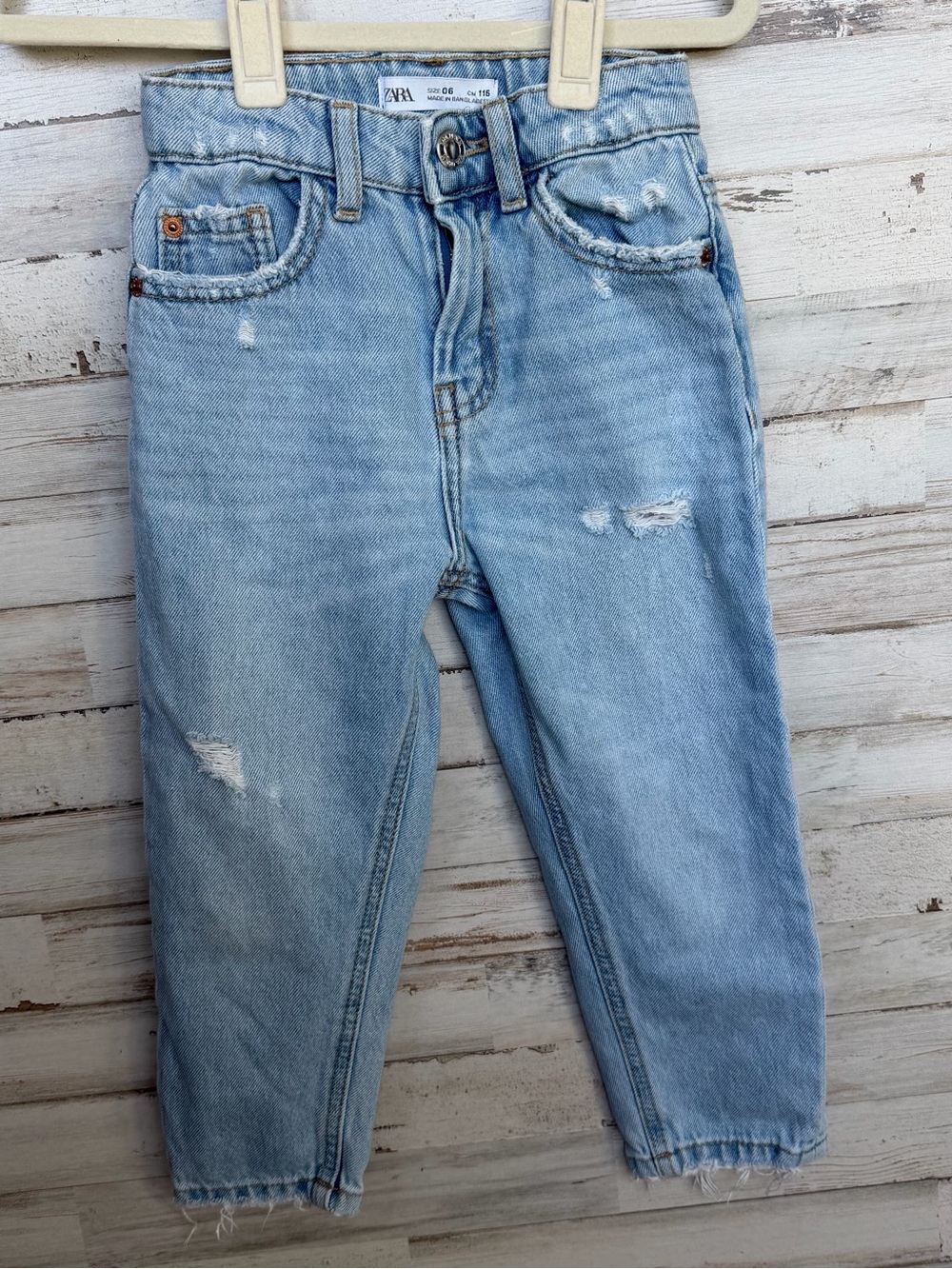 Zara Light Blue Boyfriend Jeans with Distressed Detail